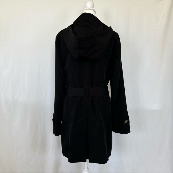 London Fog Women's Single Breasted Double Lapel Black Trench Coat Sz Medium - Picture 5 of 16